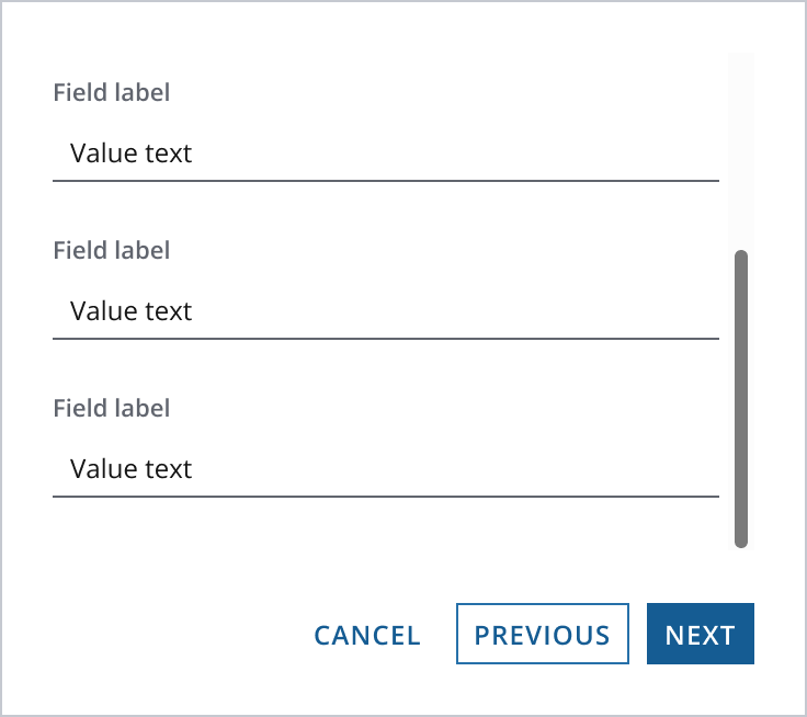 Example showing the end of a form. The button bar has no top border.